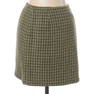 Ann Taylor | Petite Olive & Black Checkered Skirt